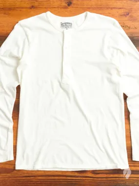 Tube Knit Long Sleeve Henley in White