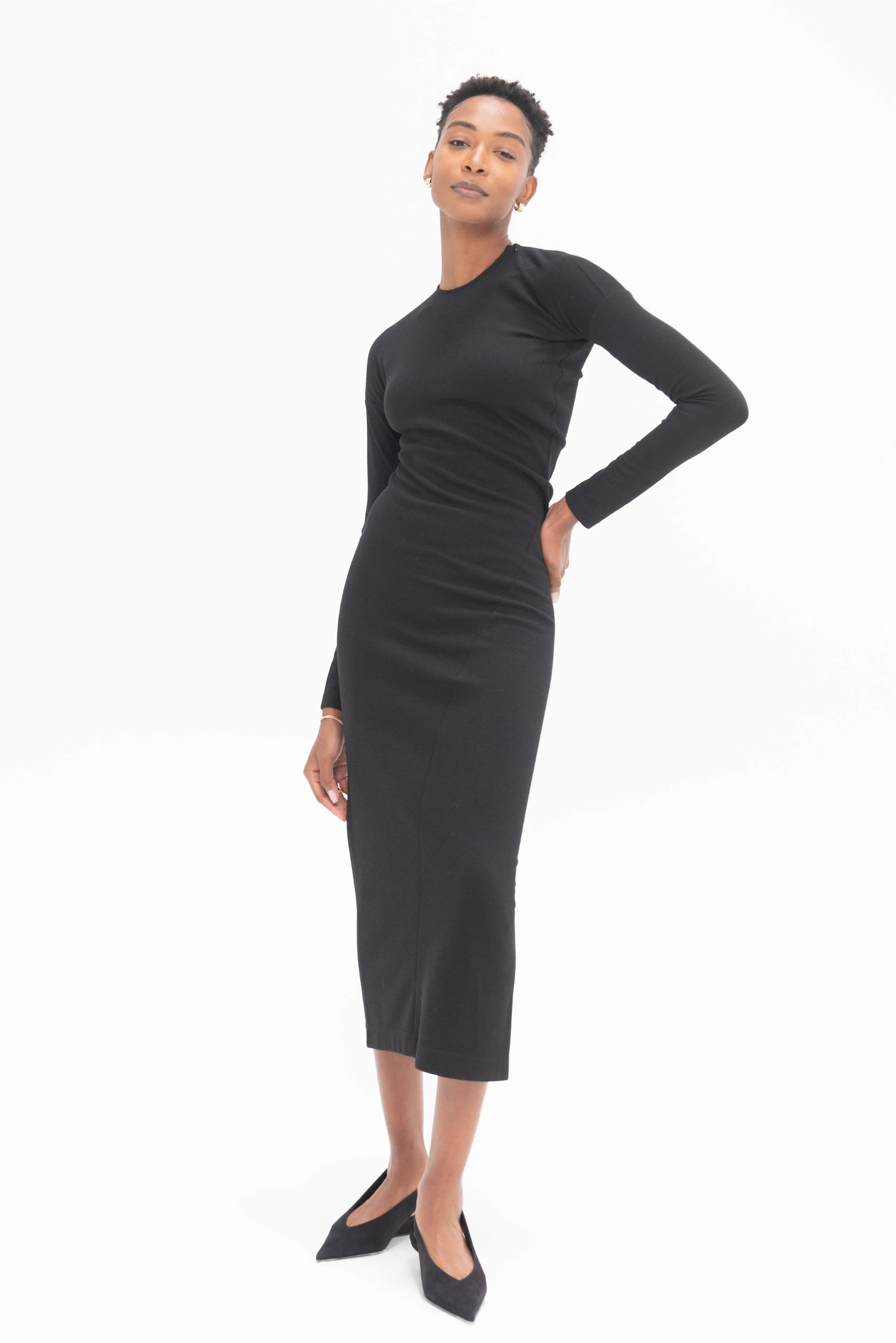 Twisted Jersey Dress, Black