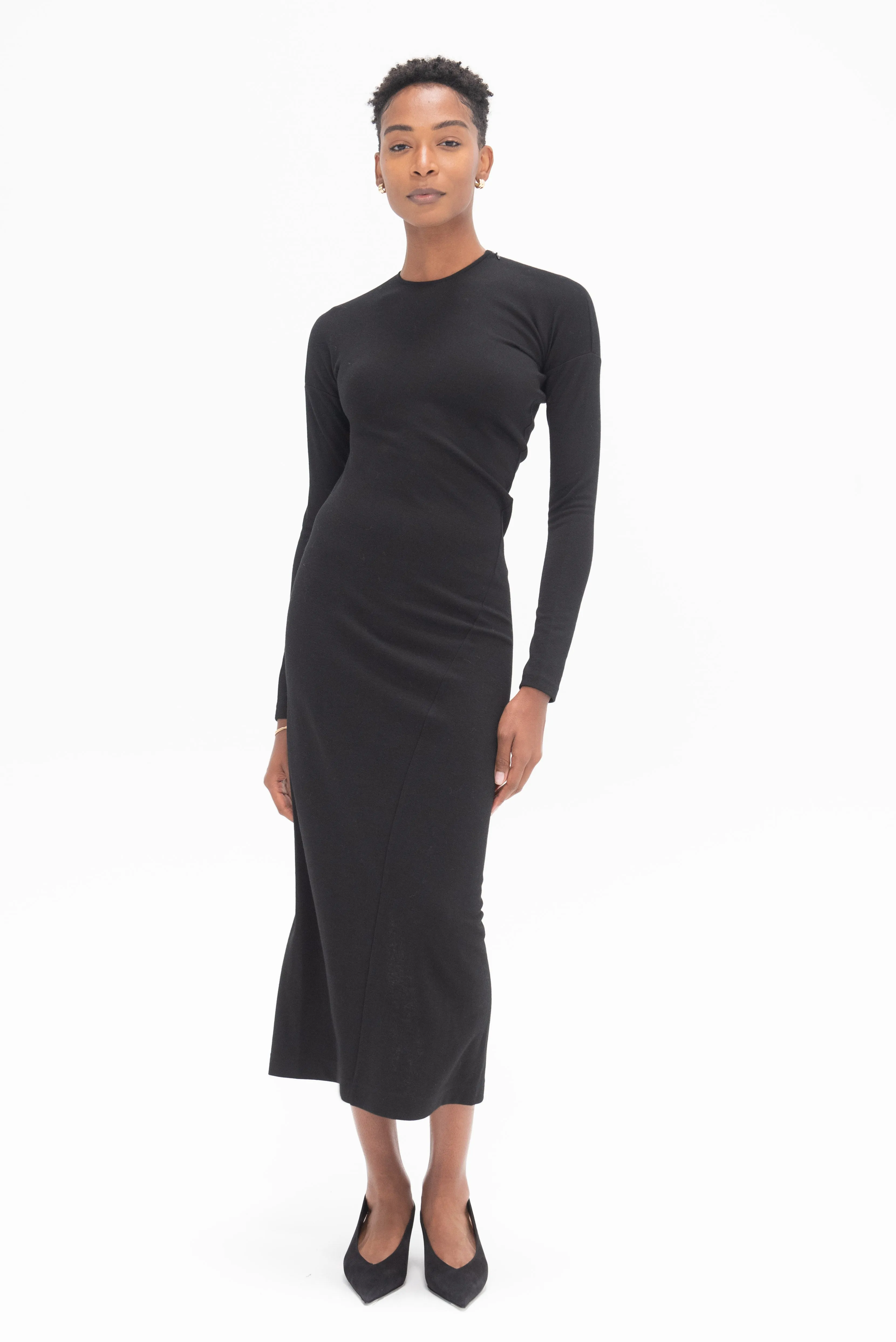 Twisted Jersey Dress, Black