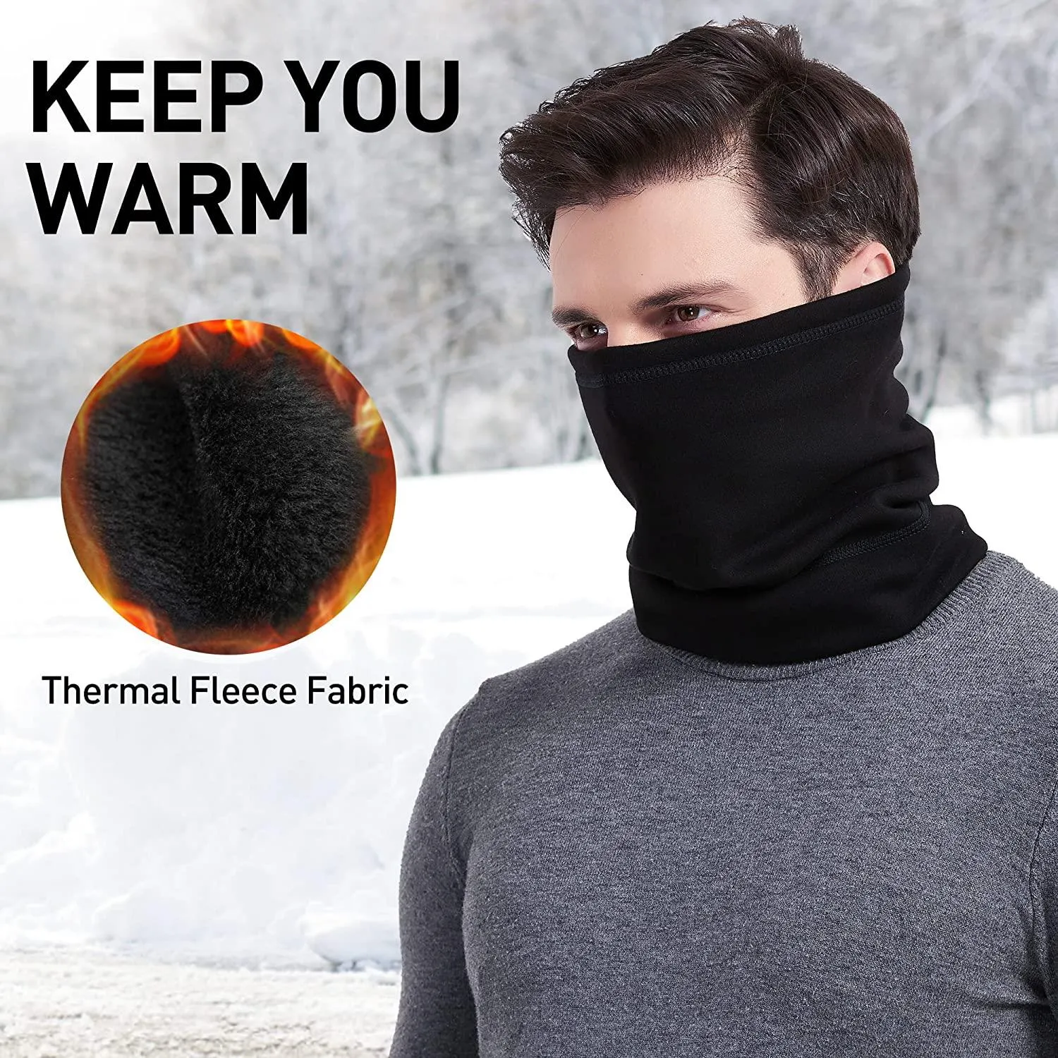 Unisex Fleece Neck Warmer Black