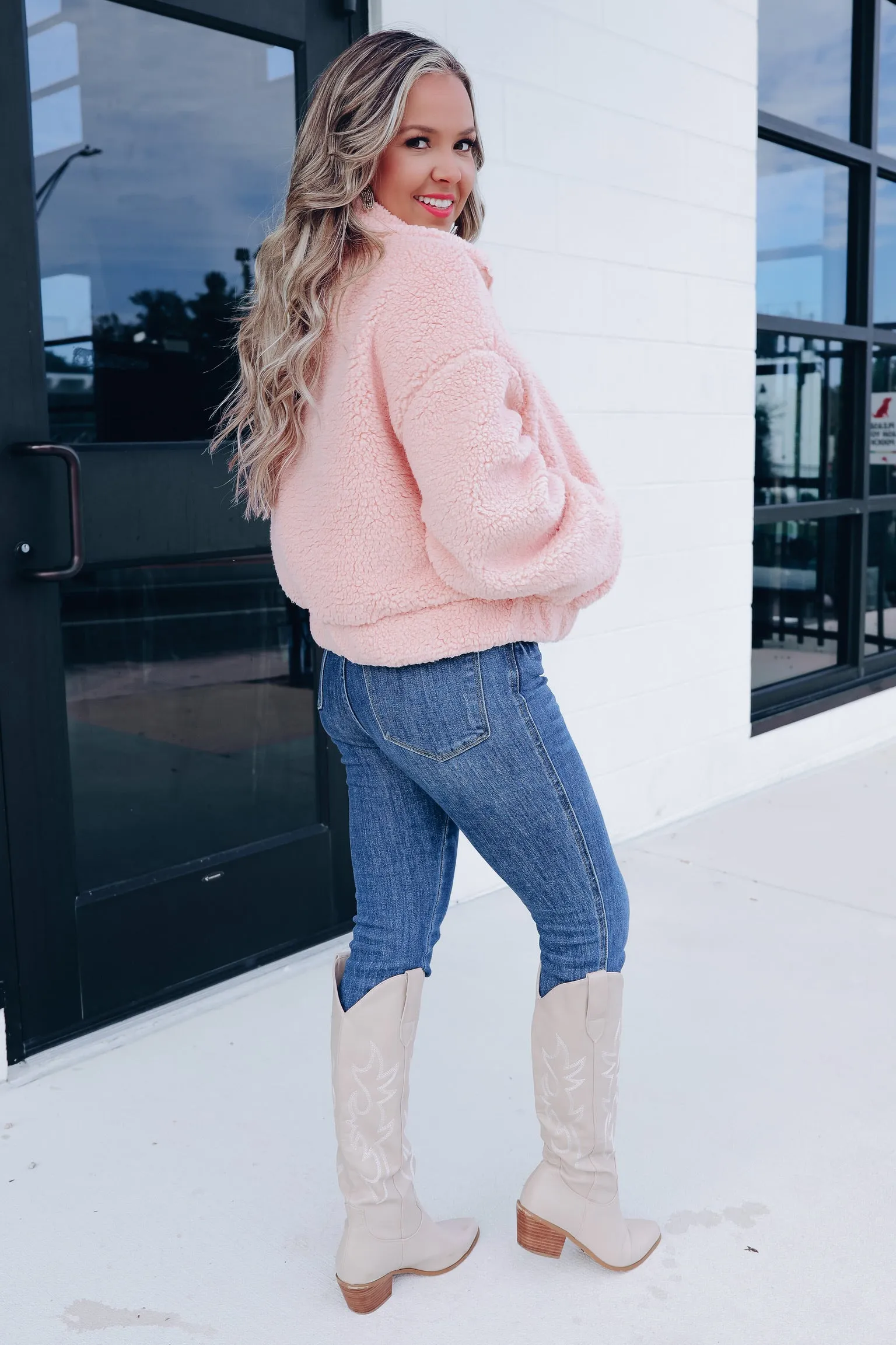 Uptown Moments Sherpa Jacket - Blush