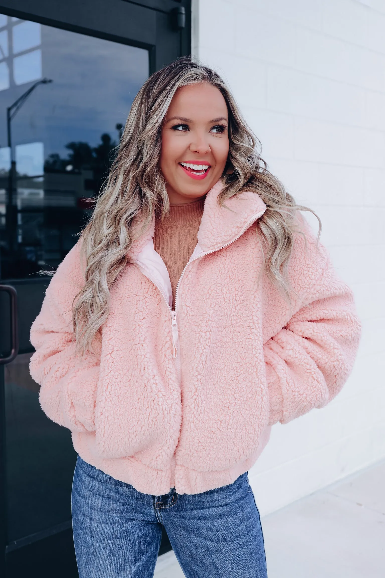 Uptown Moments Sherpa Jacket - Blush