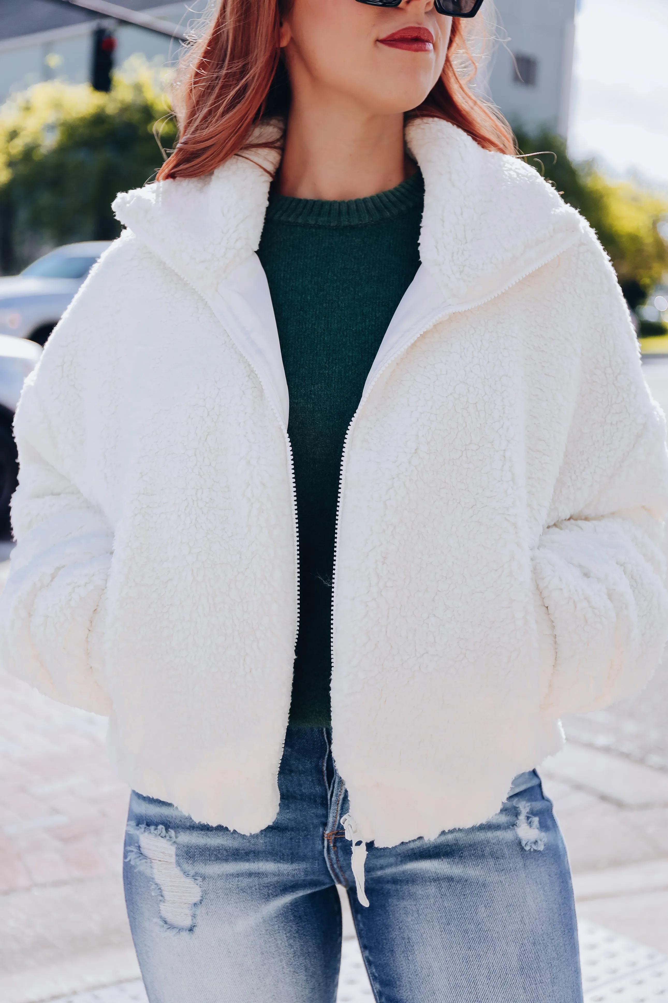 Uptown Moments Sherpa Jacket - Cream