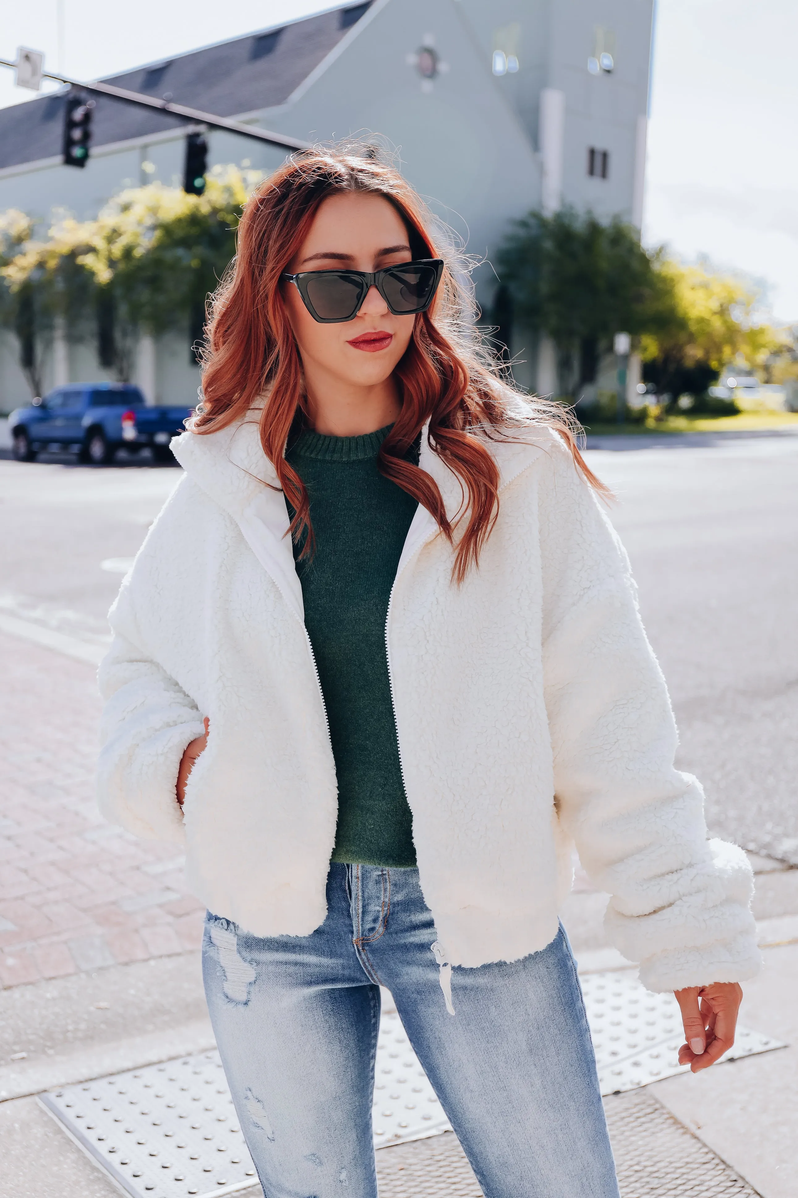 Uptown Moments Sherpa Jacket - Cream