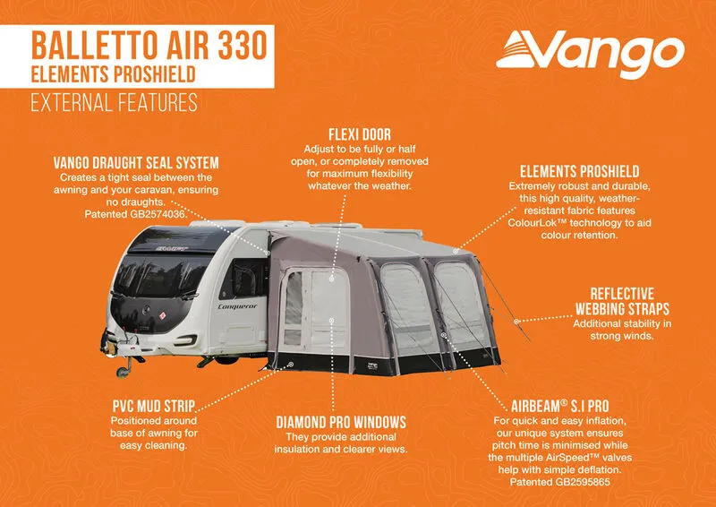 Vango Balletto Air 330 Elements ProShield Caravan Awning