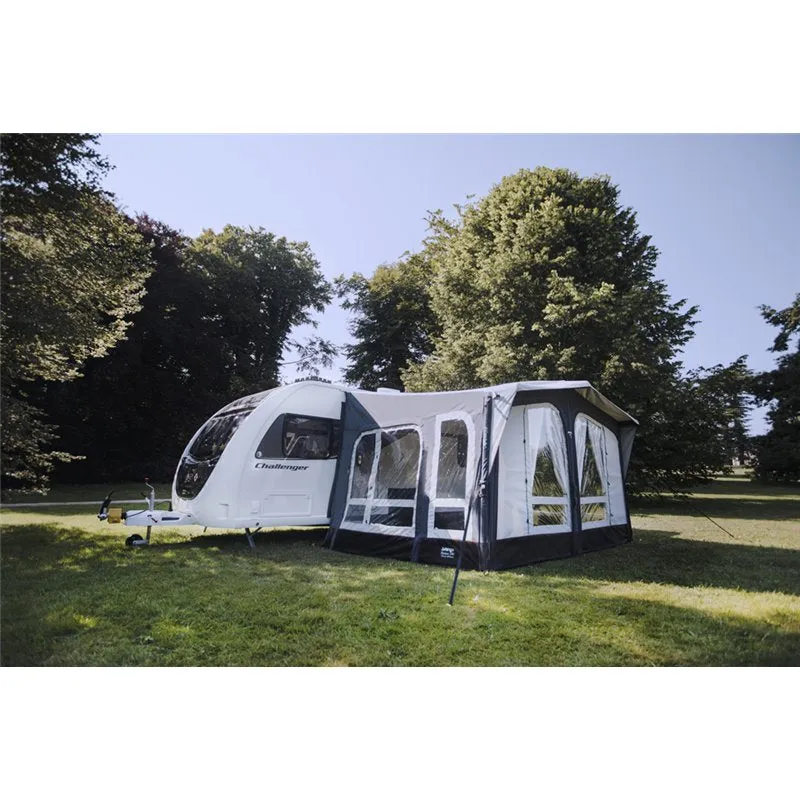 Vango Riviera Air Awning 390 Elements TC Package With Free Tall Annex Elements TC - Riviera, Caravan Awning Side Canopy and    CP225 - Breathable Fitted Carpet - Riviera 390