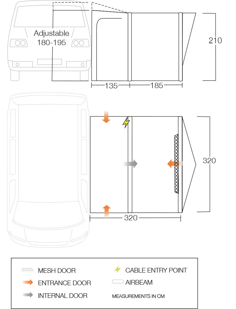 Vango Tolga Air VW Drive Away Awning - Grey