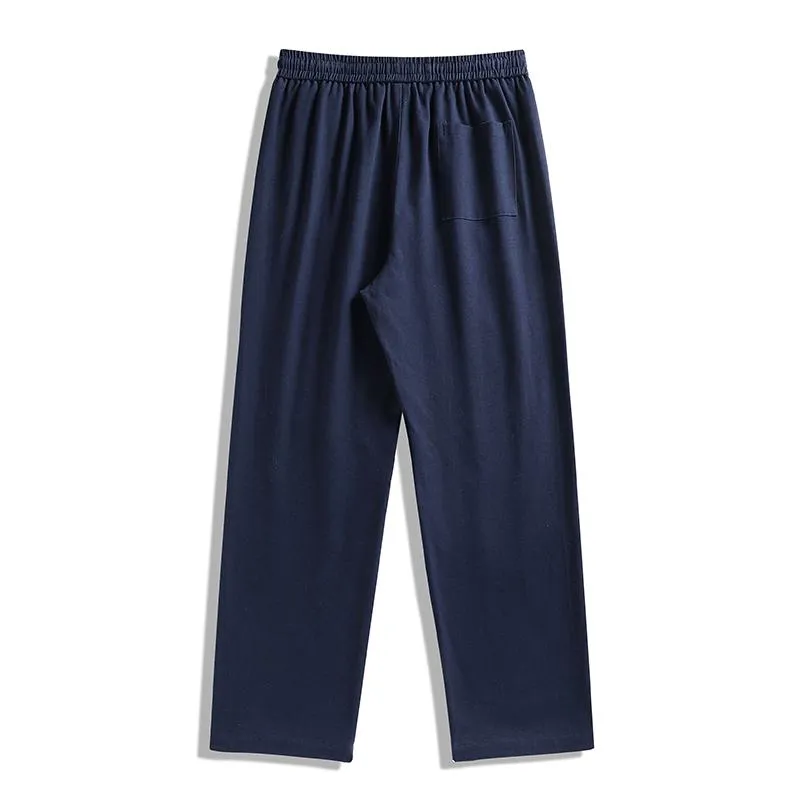 Versatile Pure Cotton Tied Rope Elastic Waist Washed Sweatpant