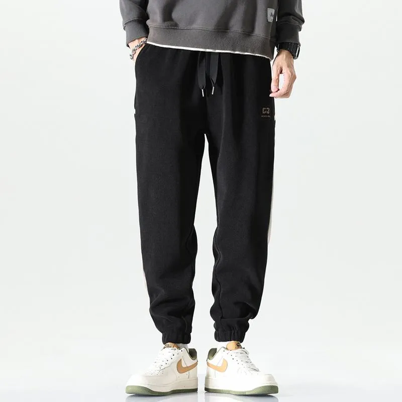 Versatile Tapered Elasticity Patchwork Elastic Waist Loose Fit Side Sweatpant