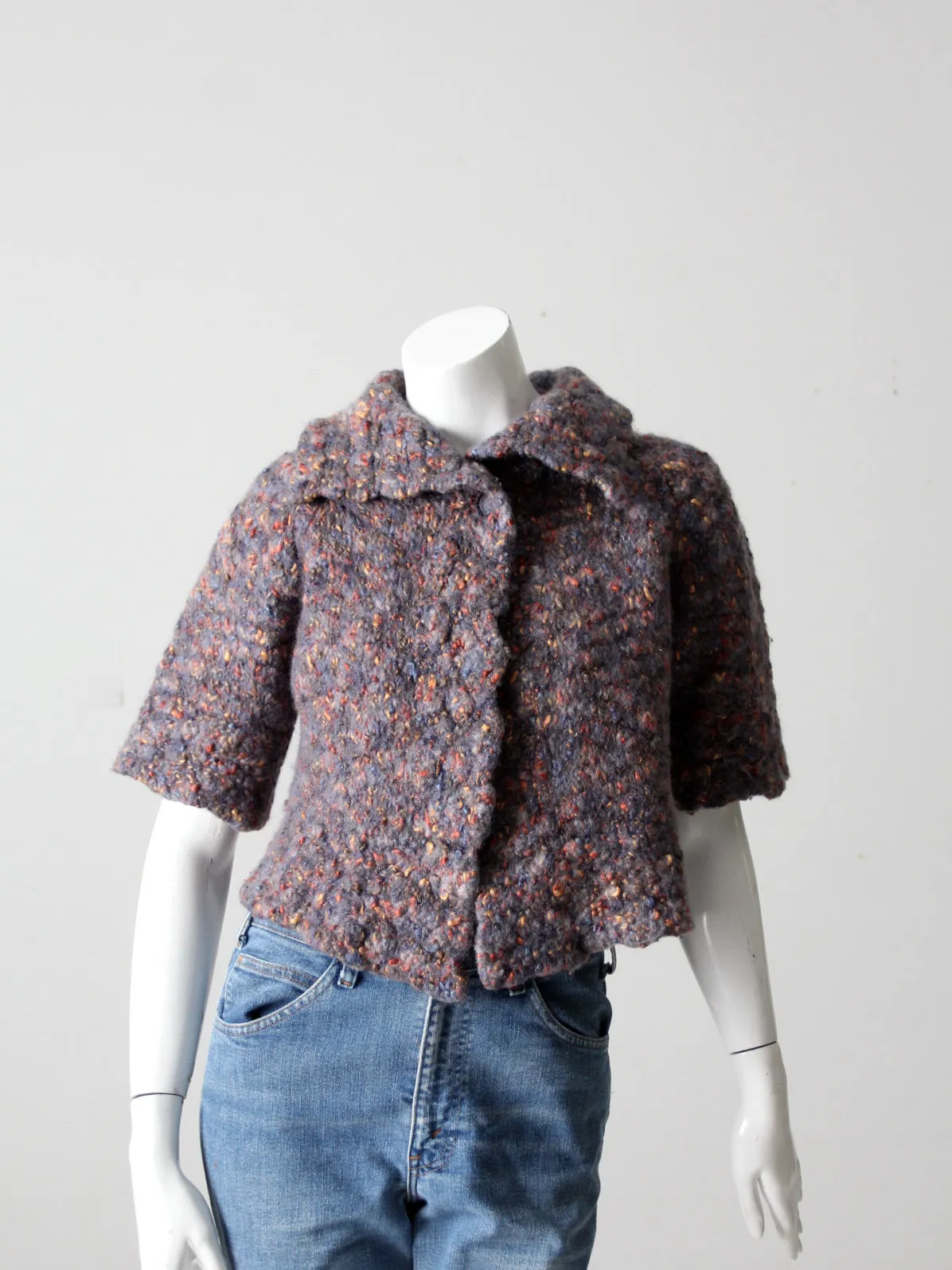 vintage crop wool cardigan