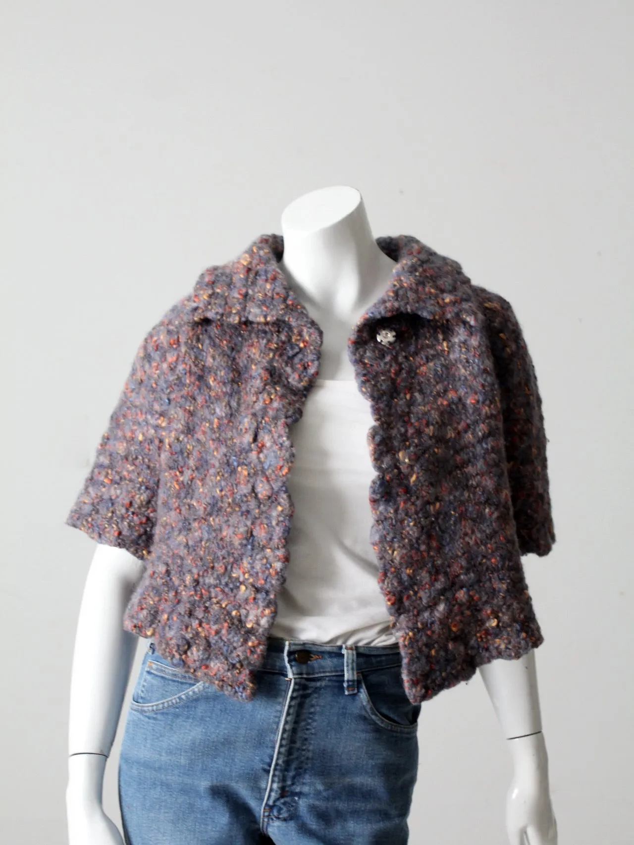 vintage crop wool cardigan