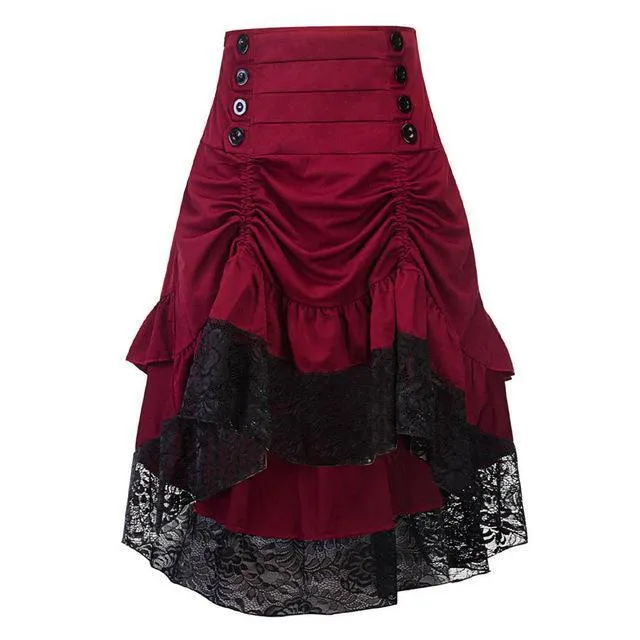 Vintage Gothic Asymmetrical Ruffle Skirt