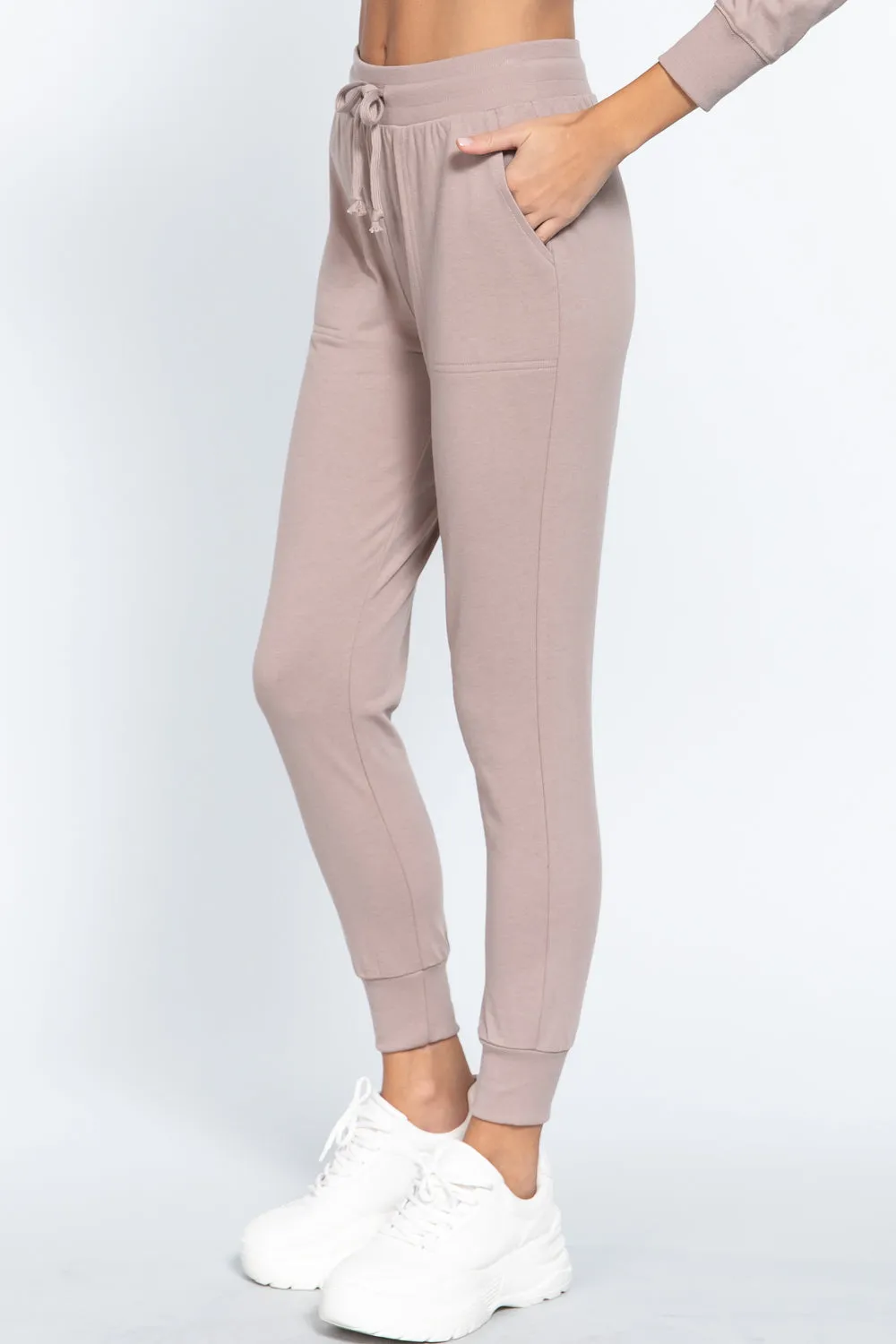 Waist Band Long Sweatpants With Pockets