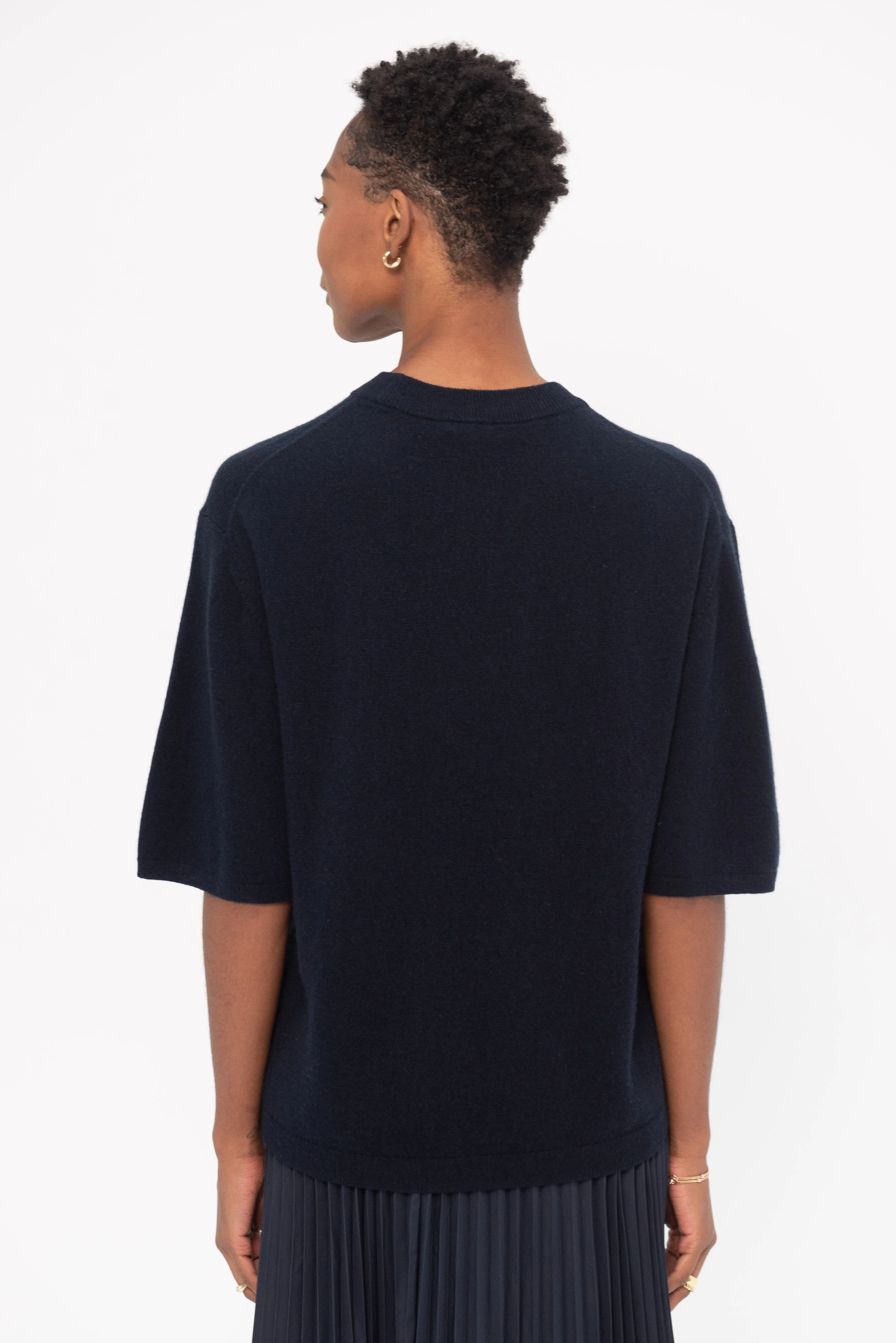 Washable Cashmere Oversized Easy T, Navy