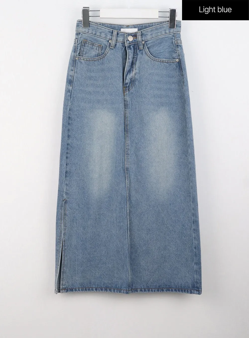 Washed Denim Midi Skirt OS305