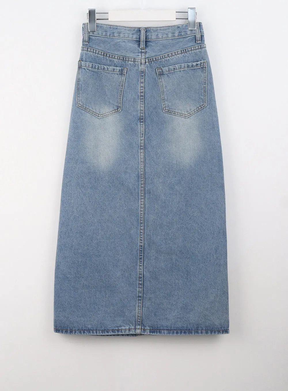 Washed Denim Midi Skirt OS305