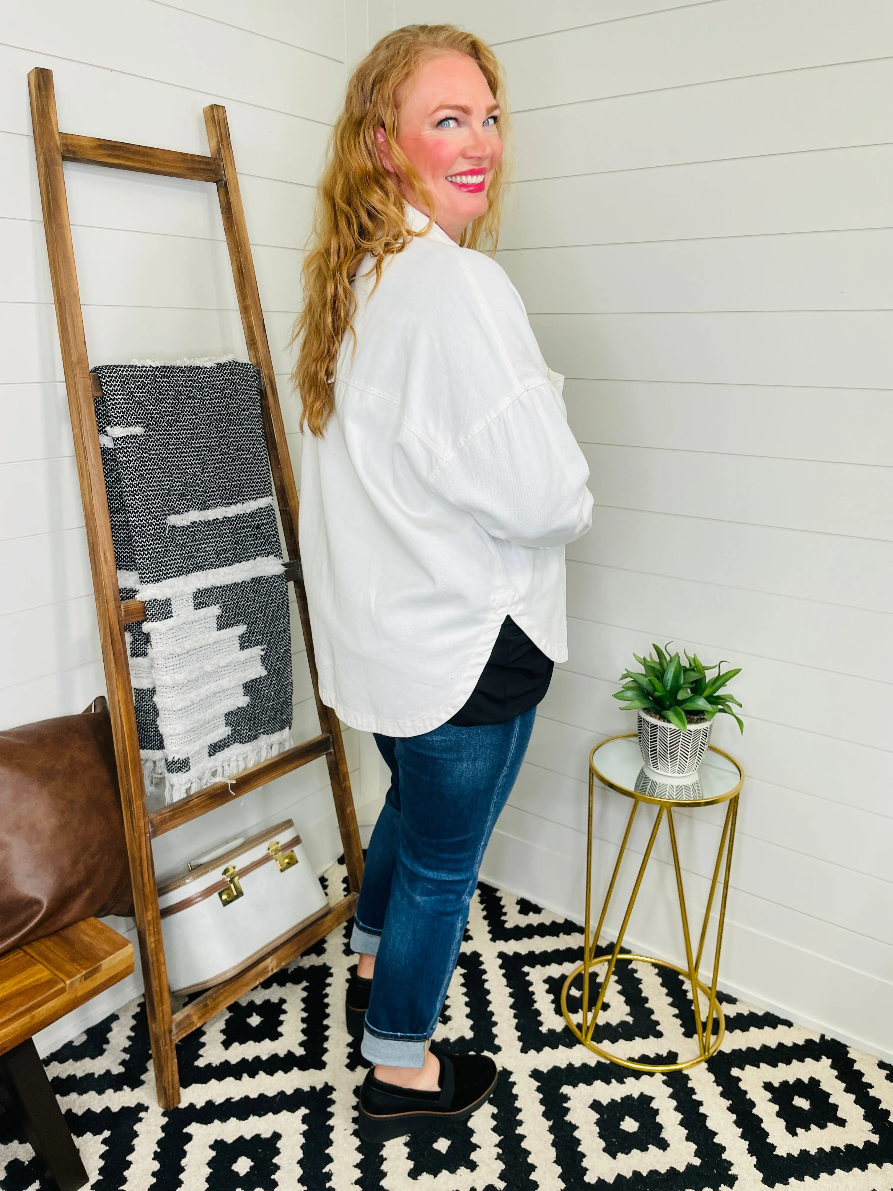 White Denim Carpenter Jacket