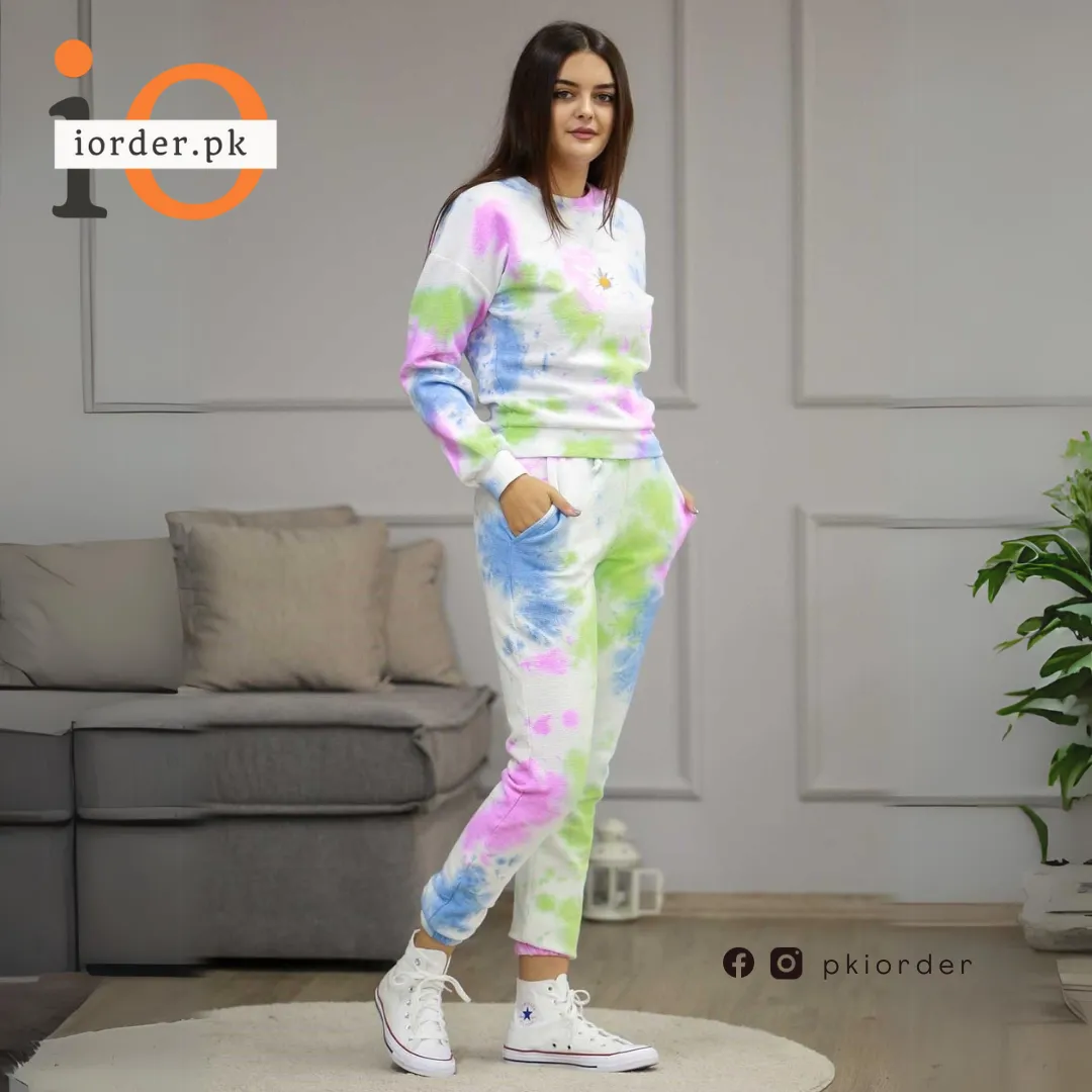 White Tie Dye Loungewear Set