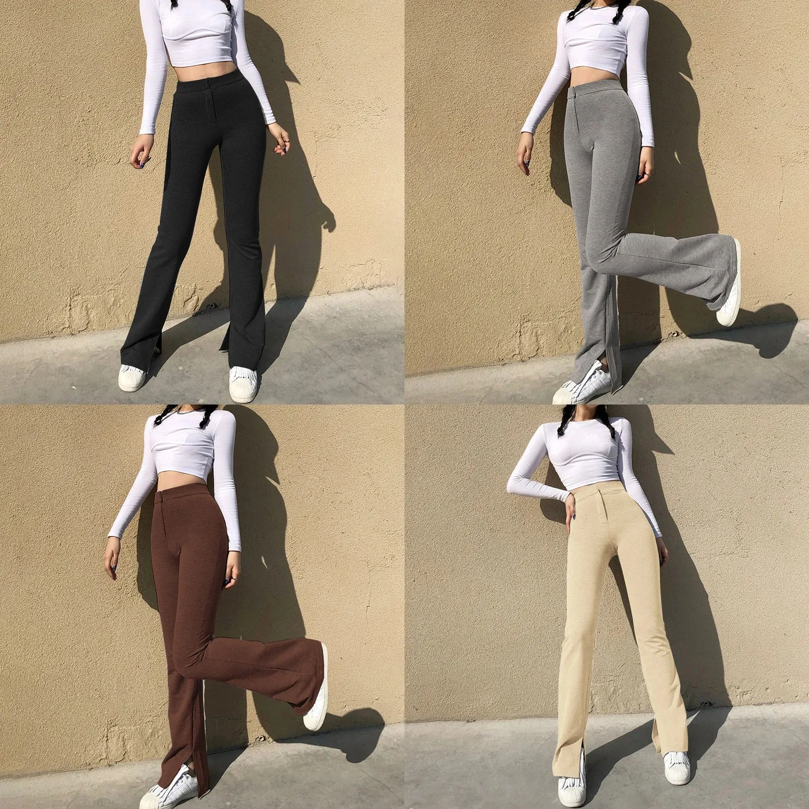 Women Fashion Split Flare Pants