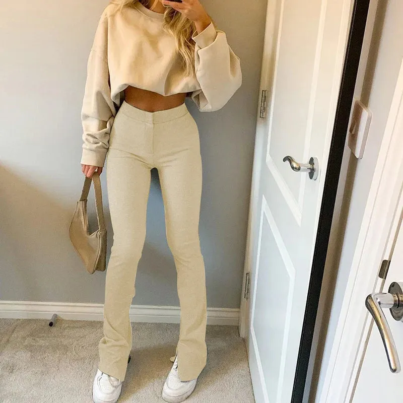 Women Fashion Split Flare Pants