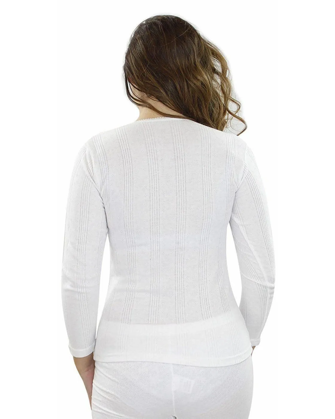 Women Long Sleeve White Thermal Set