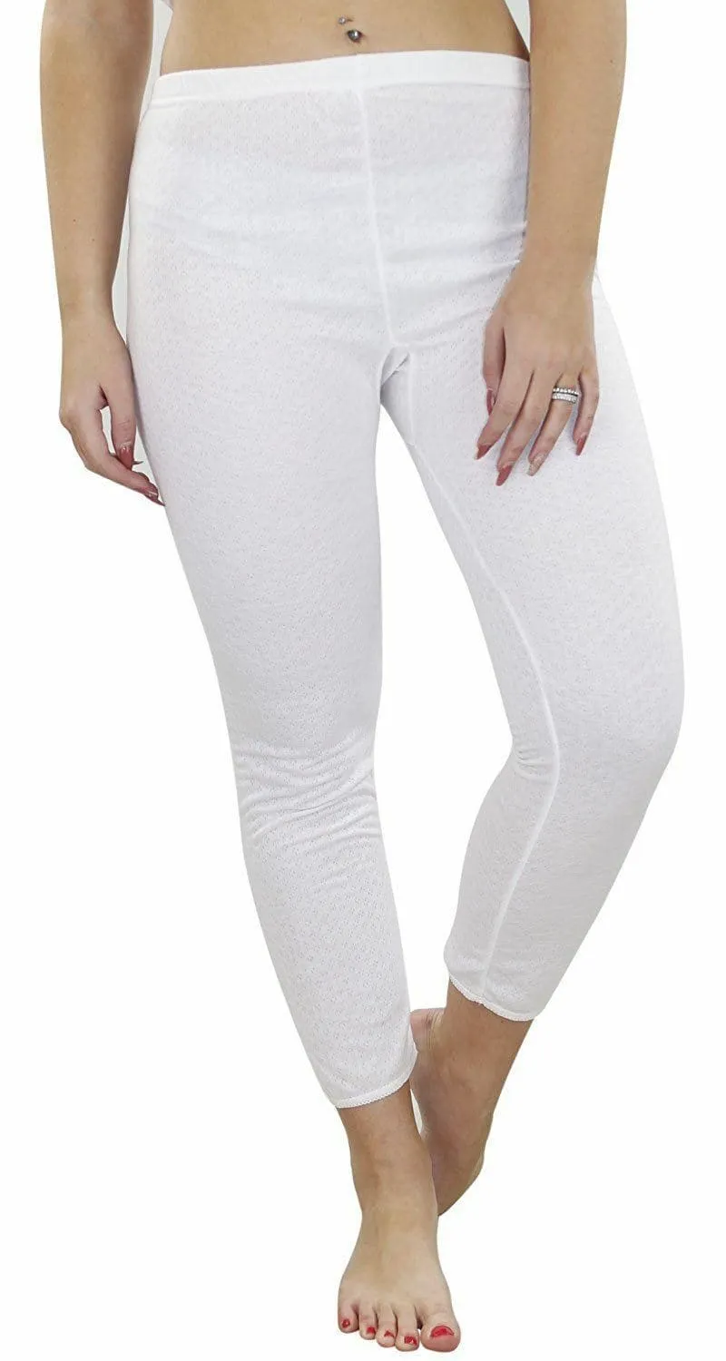 Women Long Sleeve White Thermal Set