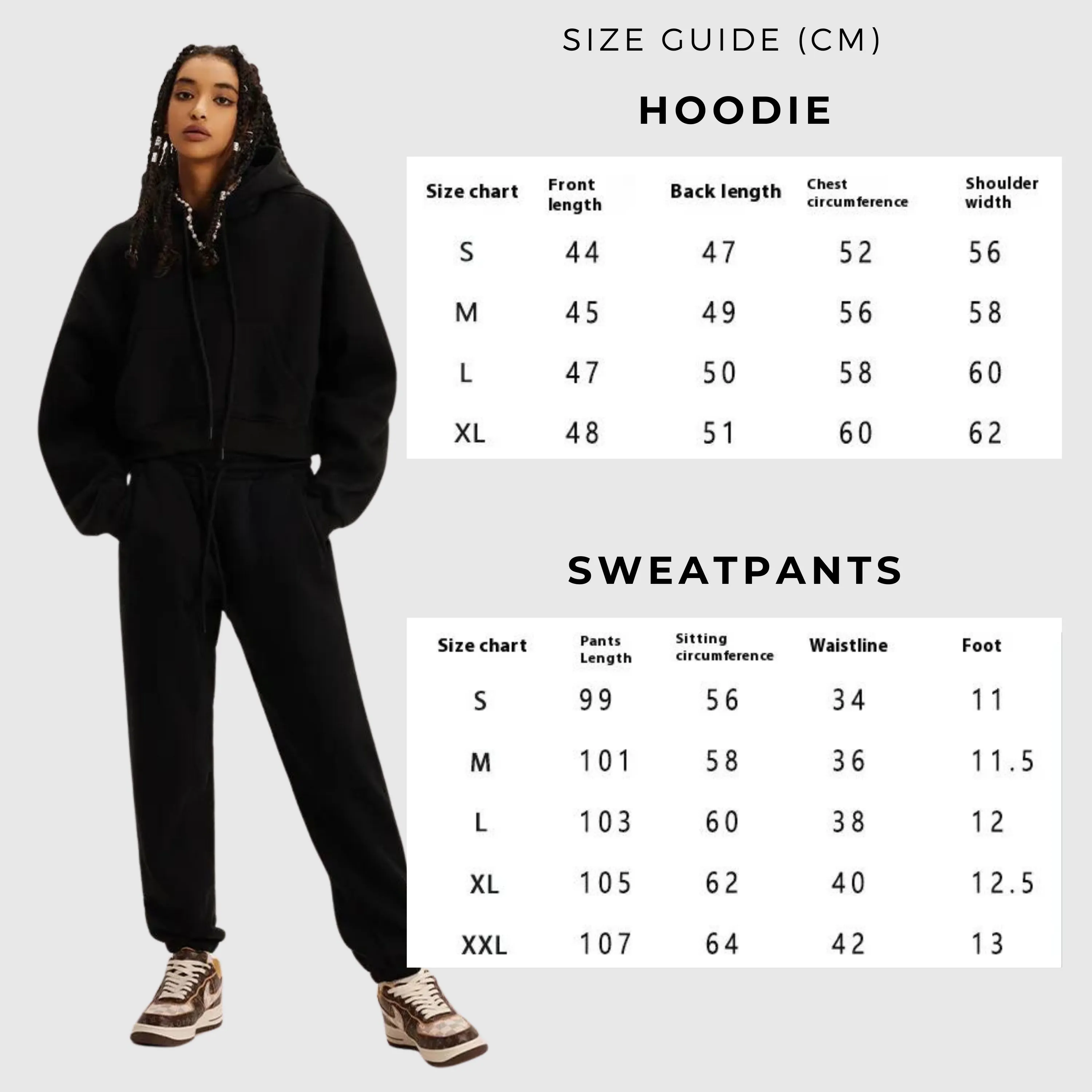 Women's Fleece-lined Thick Hoodie and Sweatpants Outfit