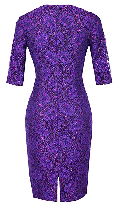 Women's Lace Peplum Cocktail Bodycon Midi Dress