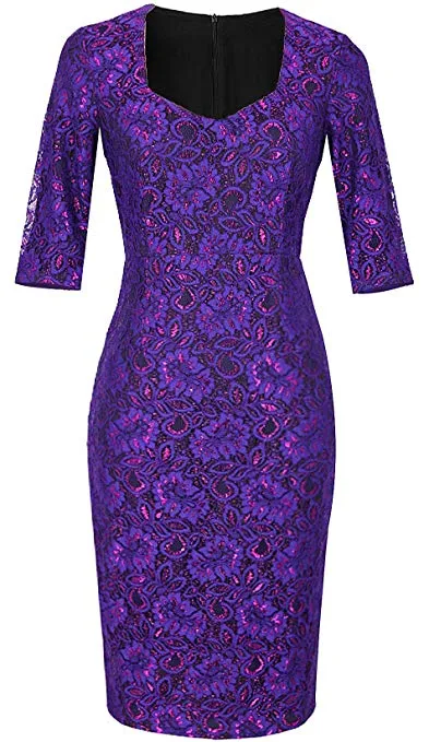 Women's Lace Peplum Cocktail Bodycon Midi Dress