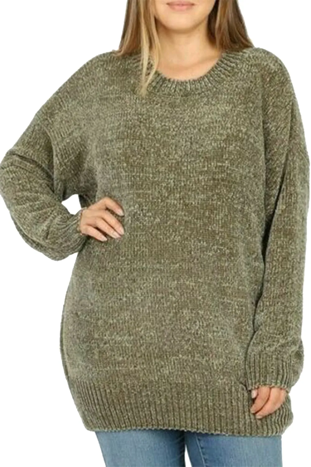 Womens Plus Chenille Oversized Cozy Sweater Top-Top Seller-