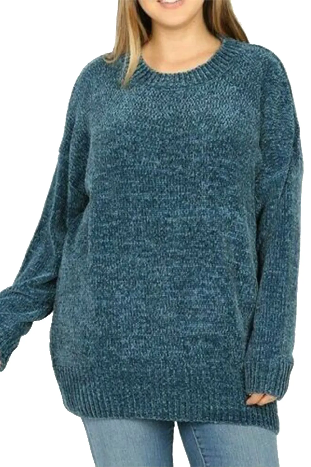 Womens Plus Chenille Oversized Cozy Sweater Top-Top Seller-