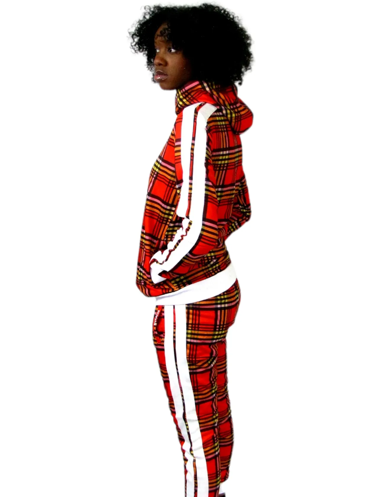 Women’s Slim-Fit Red Stripe Tracksuit Set – Bold & Comfortable Two-Piece Outfit