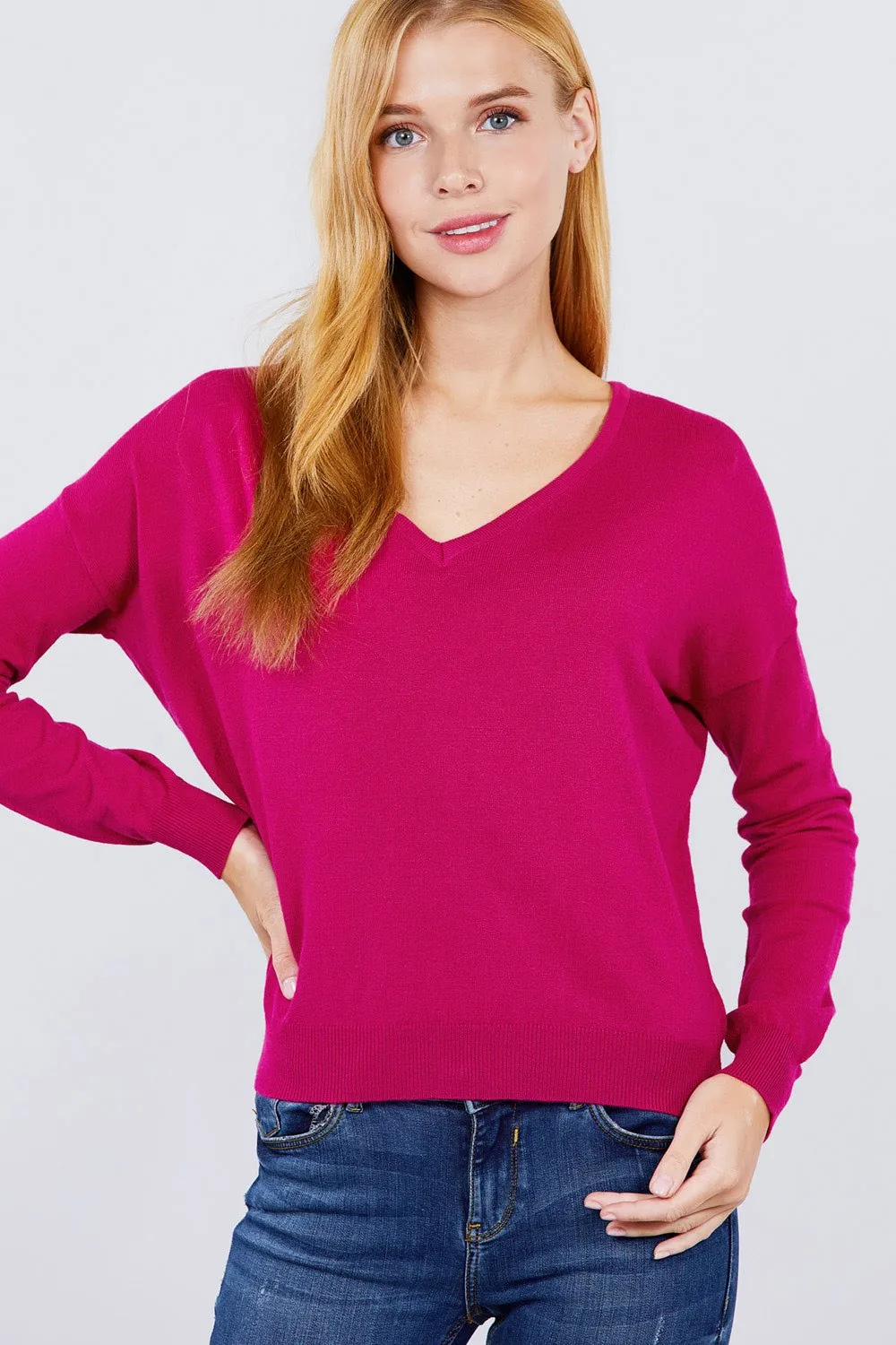 Women's V-neck Back Cross Sweater