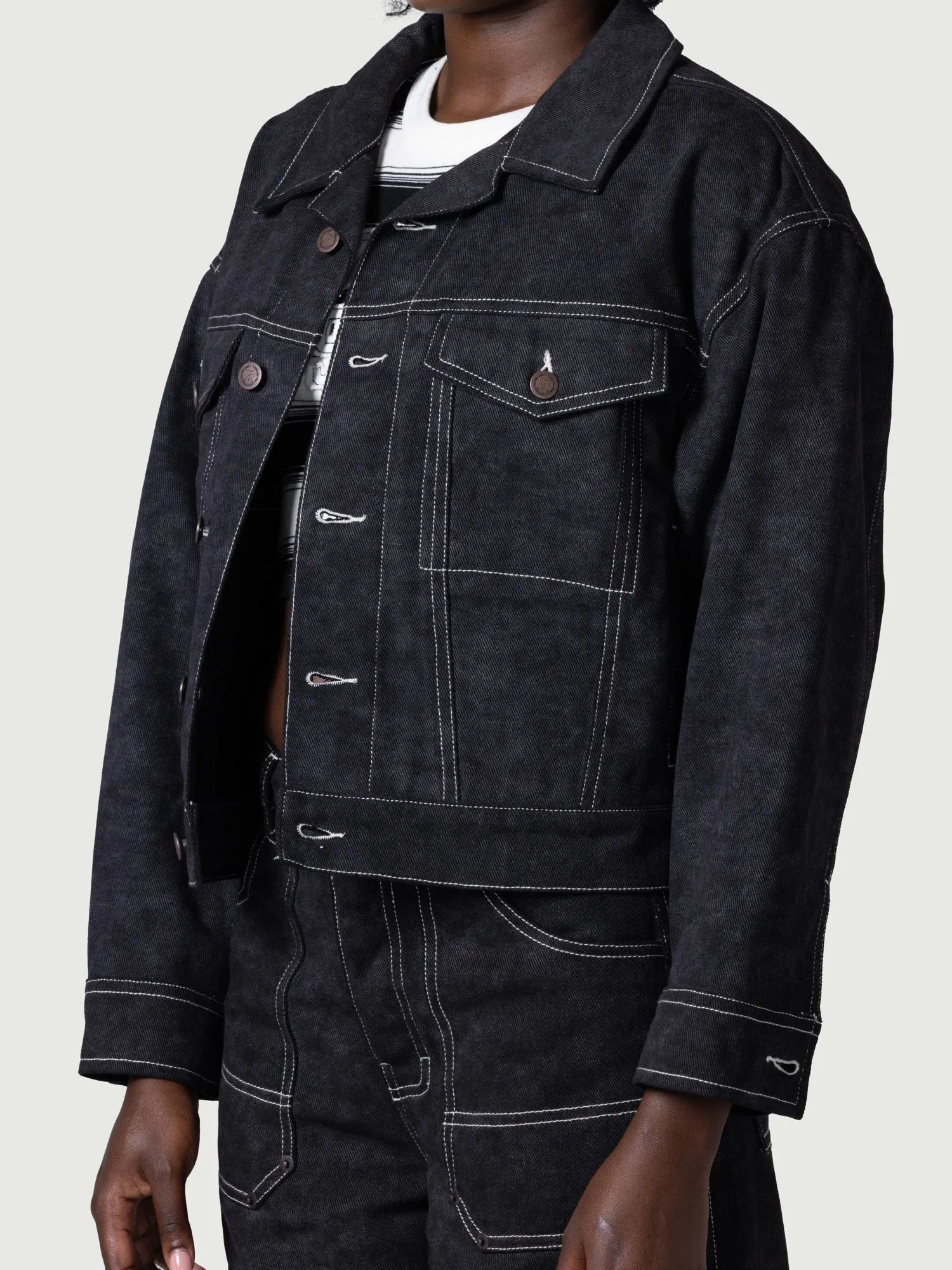 Womens Washed Carpenter Jacket - Black