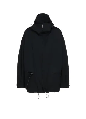 WOOL GABARDINE ZIPPER POCKET HOODED BLOUSON