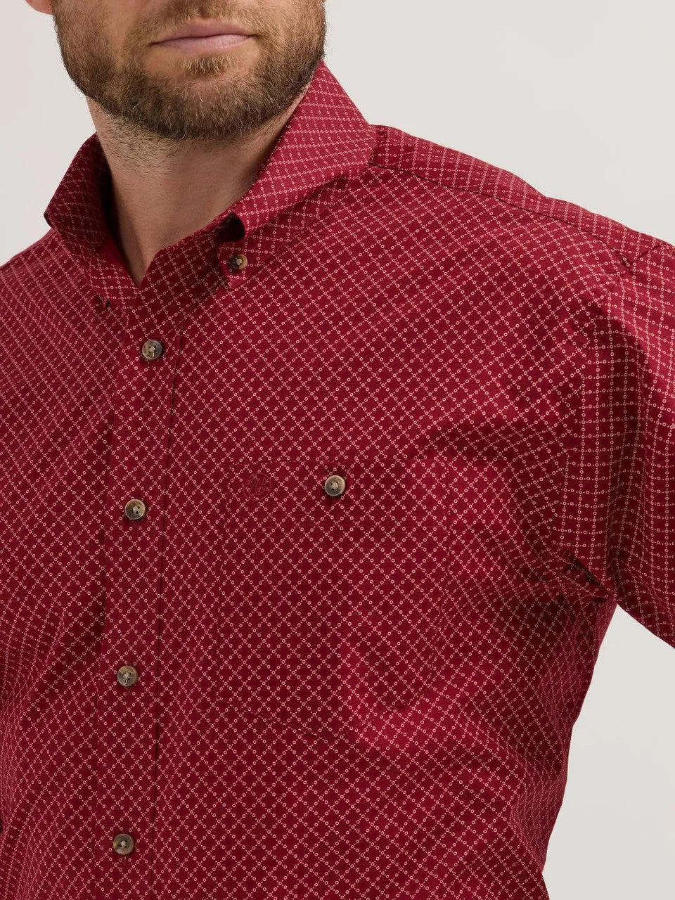 Wrangler Men's Classic Geometric Red Shirt