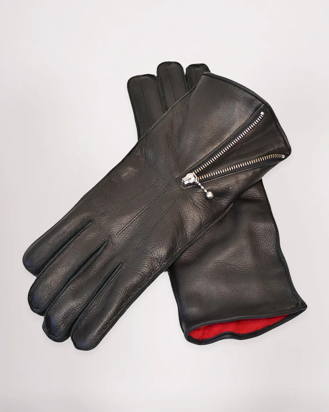 Zipped Fleece Lined Cafe Racer Gloves